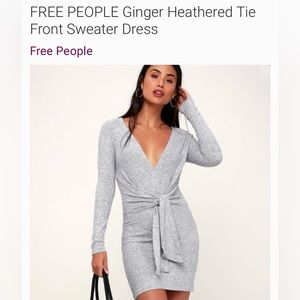 Free People front tie gray cozy sweater dress